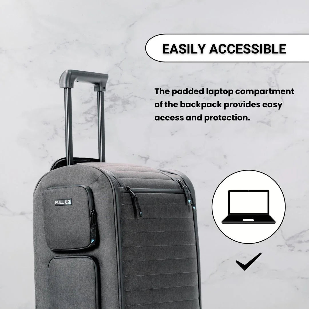 Pull Up Backpack with accessory items – perfect companion for mobile professionals