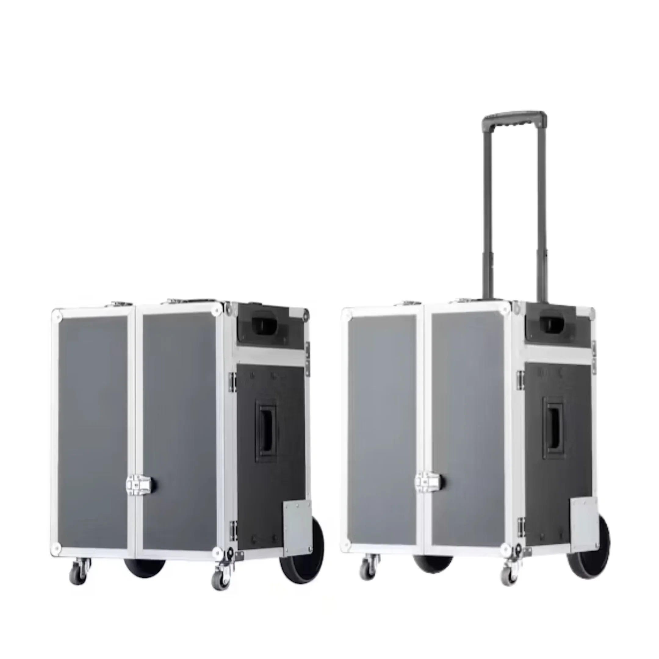 Pull Kamera Koffer - Geschlossen mit Griff, Trolley und große und kleine Rollen