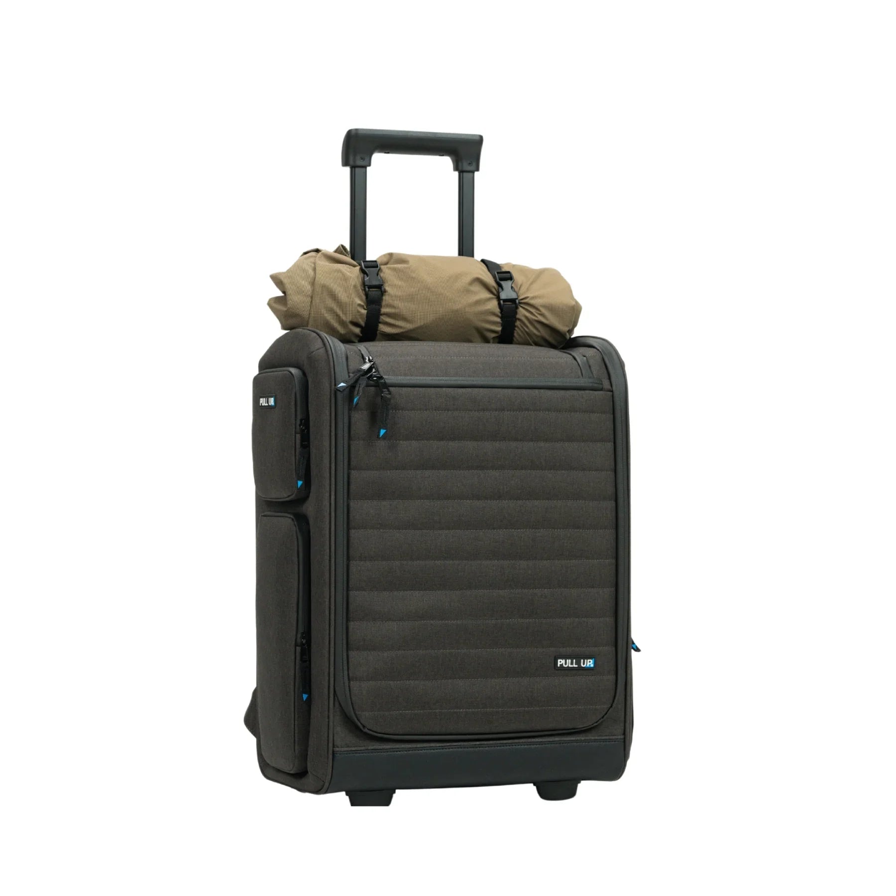 Pull Up Backpack with open front – quick access to organized compartments for efficient packing, with jacket holder