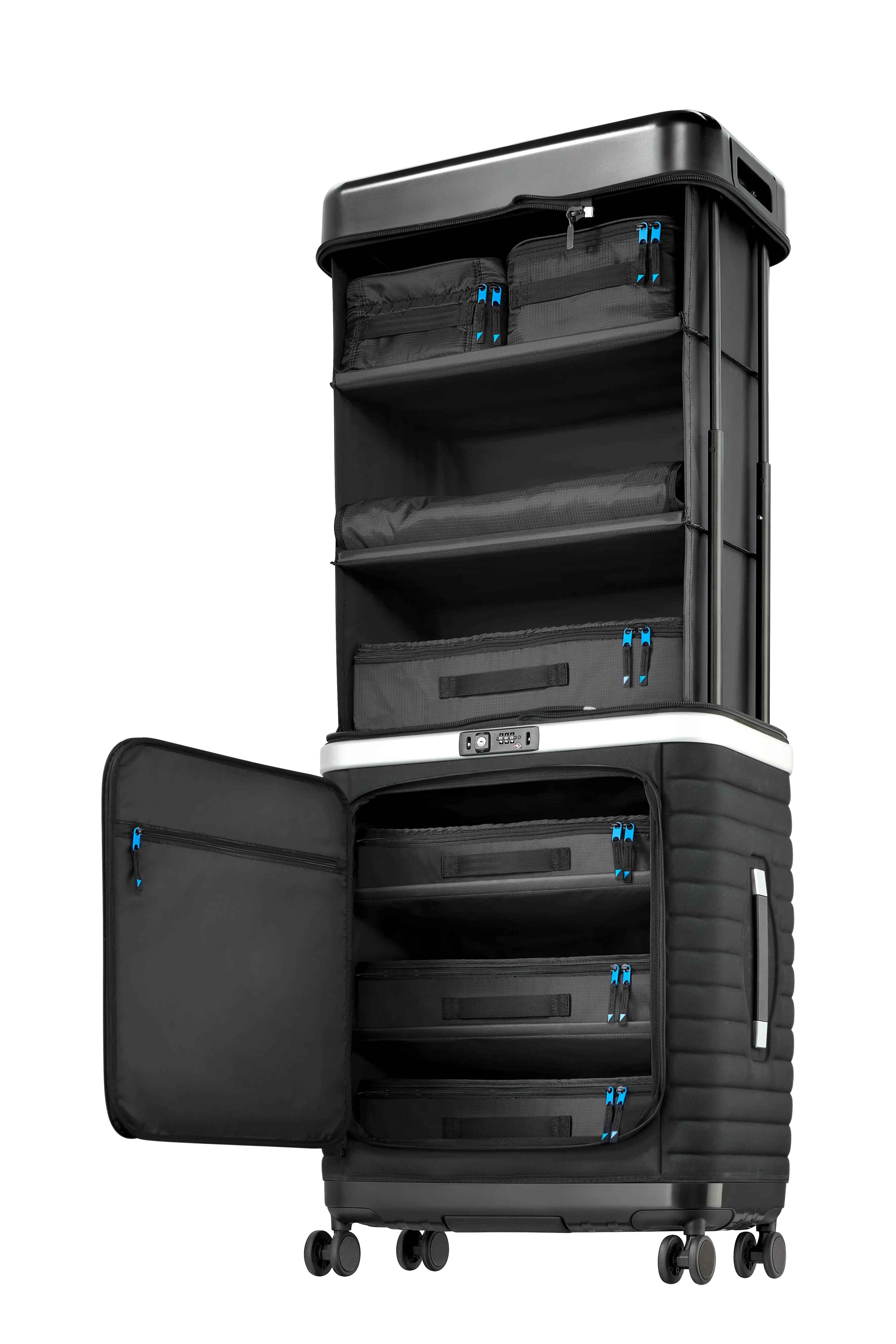 Studio view: Pull Up Case fully extended – ideal for on-the-go wardrobe organization